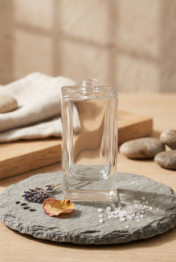 Parfumflakon Tower 100 ml leer – eckiger Glasflakon FEA15