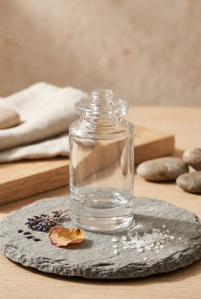 Parfumflakon Medicus 50 ml leer – runder Glasflakon FEA15